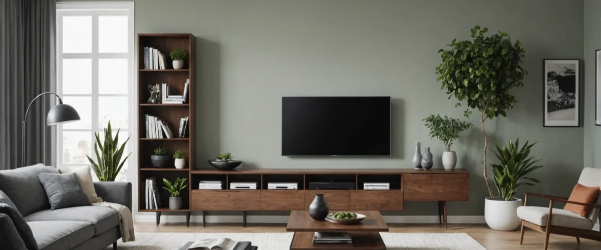 regal über fernseher dekorieren